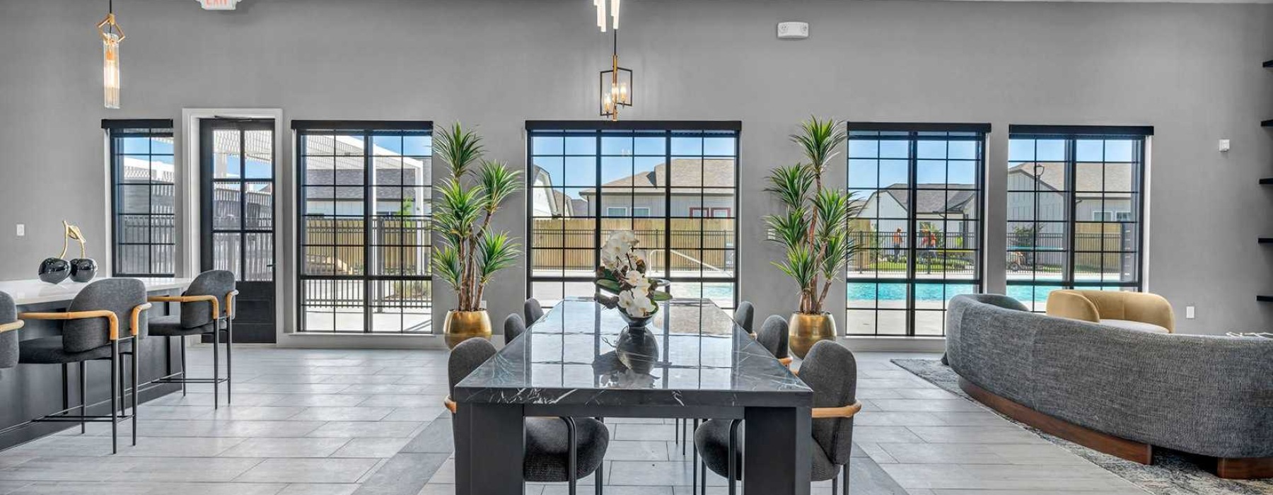 dining table in large clubhouse