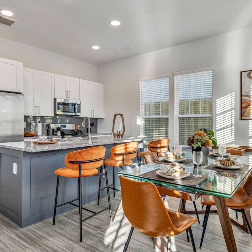 dining area next to large window